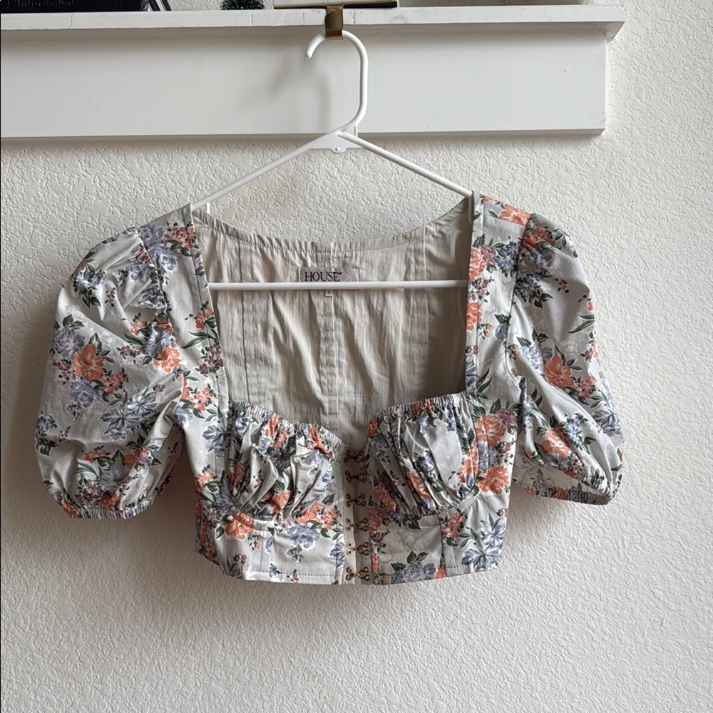 House of CB Cream Puff Sleeve Crop Top